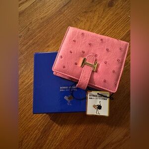 Pink Ostrich Leather Wallet